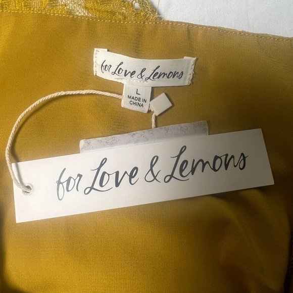 For Love And Lemons NWT Tiana one shoulder yellow lace mini dress - Picture 7 of 16